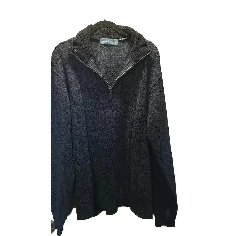 Oscar De La Renta Sweater Mens Medium Quarter Zip Pullover Cotton Ribbed